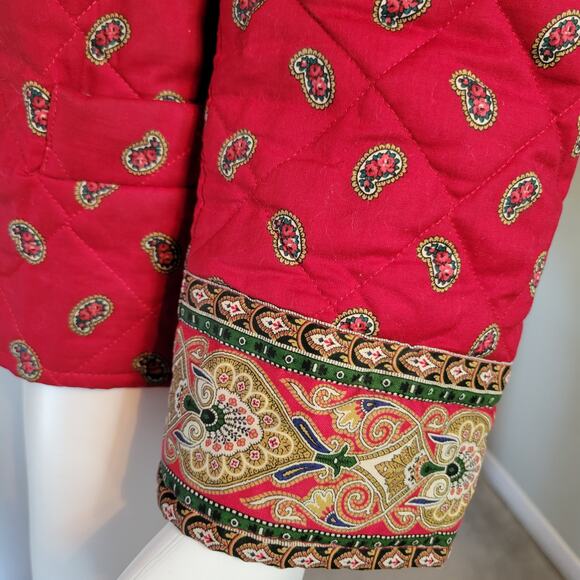 VTG Vera Bradley Cropped Quilted Button Jacket Blazer Large Red Paisley Fall 91 - Picture 7 of 9